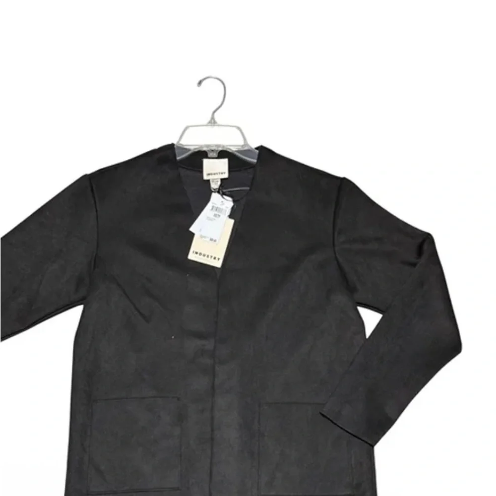 Black Blazer Industry Womens Black Faux Leather Open Front nwt - Picture 11 of 16